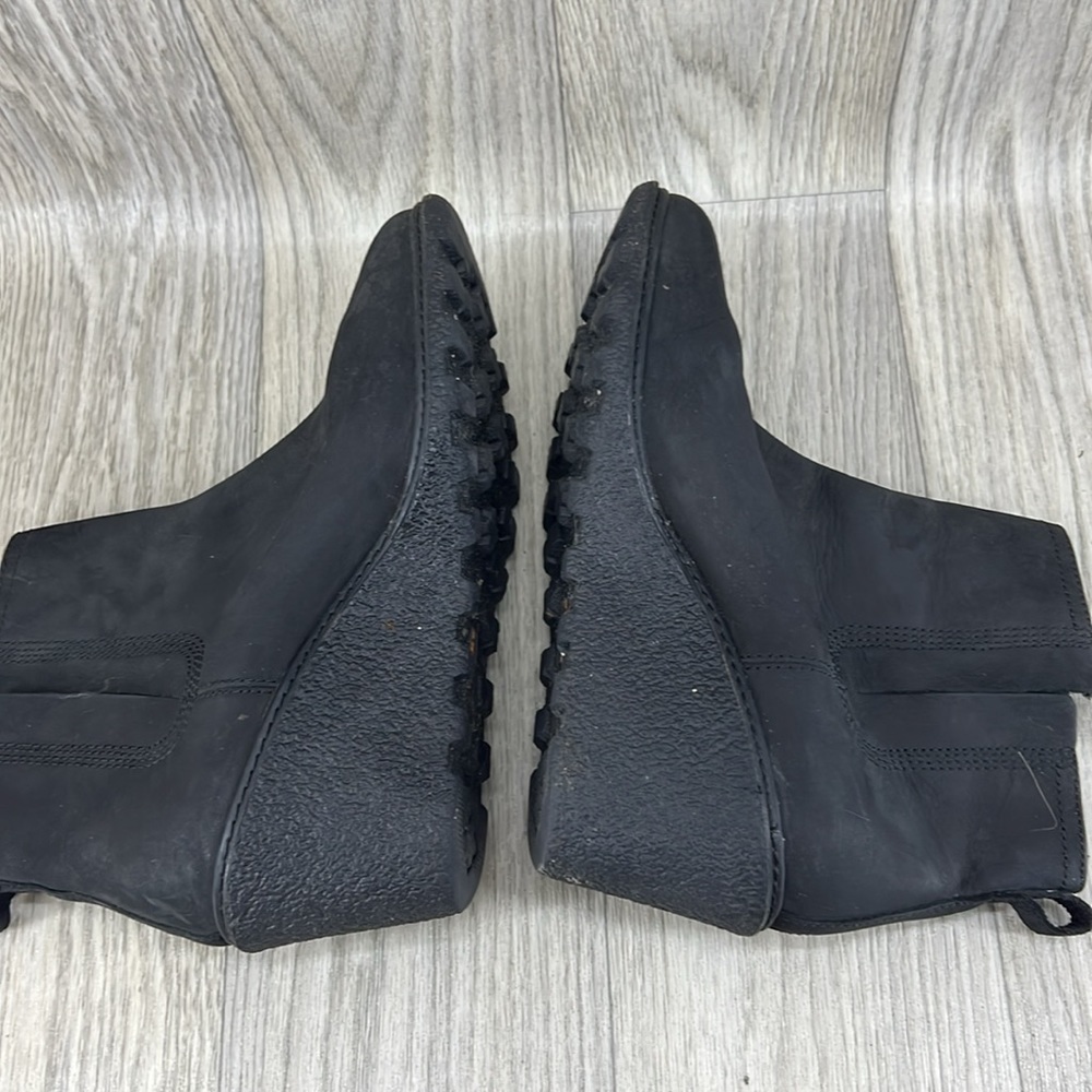 Timberland Amston Chelsea Pull On Leather Black Wedge Boots Women - Picture 9 of 10